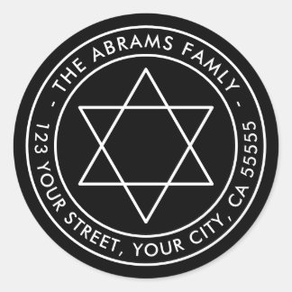  Star of David black minimalist return address Ronde Sticker
