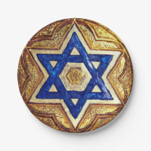 Star of David Borden, 7" rond papier Bord