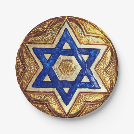 Star of David Borden, 7" rond papier Bord (Voorkant)