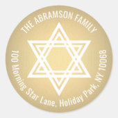 Star of David Faux Gold Foil Retour Adreslabels Ronde Sticker (Voorkant)