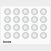 Star of David Faux Silver Foil Retouradres Ronde Sticker (Vel)