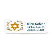 Star of David Floral Joodse terugkeer adres Etiket (Voorkant)