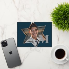 Star of David Foto Lijst Bedankt Monogram Folie Feestdagenkaart