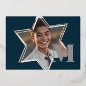 Star of David Foto Lijst Bedankt Monogram Folie Uitnodiging (Voorkant)