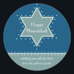 Star of David Hanukkah Gift Message Sticker<br><div class="desc">De Best Award van vandaag - 7 oktober 2010 Een davidster geschetst door witte stippen dient als een lijst voor uw persoonlijke vakantieboodschap. Wat een geweldige Chanoeka sticker om cadeaus te plaatsen voor de docent van uw kind, de postbode, portier of bezorger. Verkrijgbaar in alternatieve kleuren met bijpassende fotokaarten, labels,...</div>