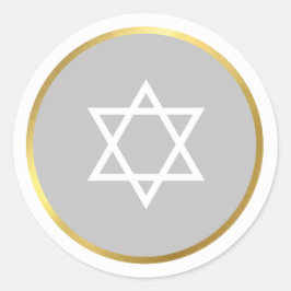 STAR OF DAVID Joodse vlek cirkel grijs Ronde Sticker