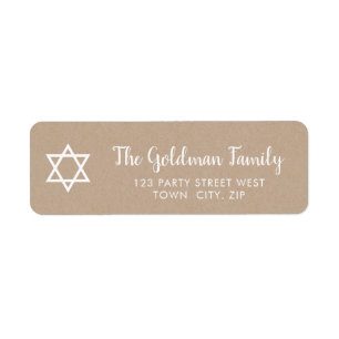 STAR OF DAVID moderne eenvoudige kraft wit Etiket