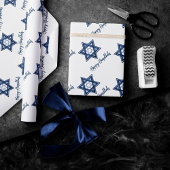Star of David Pattern | Blauw Modern Gelukkig Chan Cadeaupapier