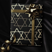 Star of David Pattern | Modern goud op zwart Cadeaupapier