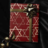 Star of David Pattern | Modern van goud op rood Cadeaupapier