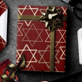 Star of David Pattern | Modern van goud op rood Cadeaupapier