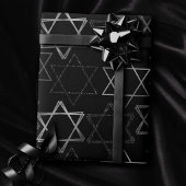 Star of David Pattern | Modern van zilver op zwart Cadeaupapier