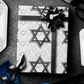 Star of David Pattern | Modern van Zwart op Wit Cadeaupapier