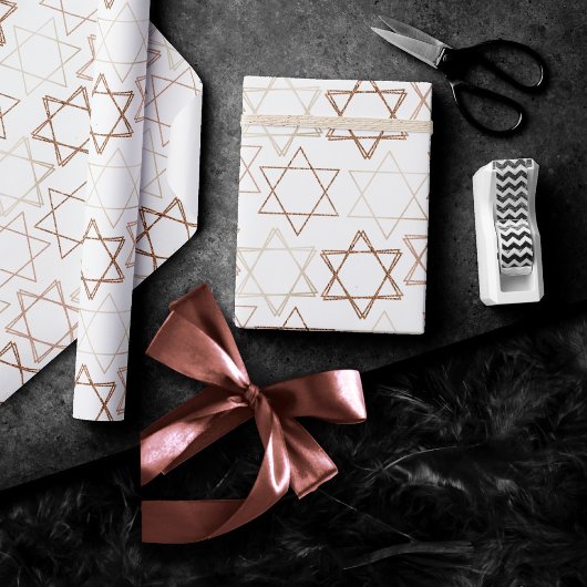 Star of David Pattern | Roos Gold Classic Eenvoudi Cadeaupapier