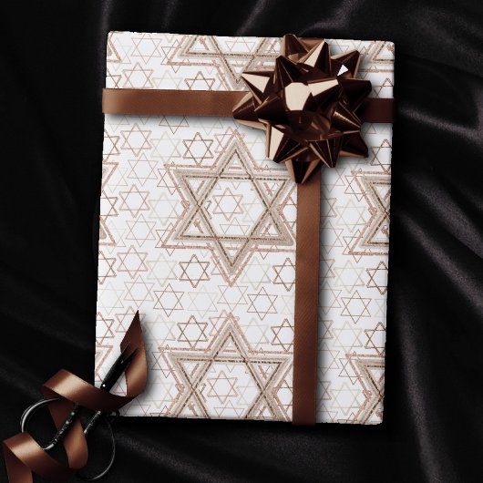 Star of David Pattern | Roos Gold Scatter Glitter Cadeaupapier