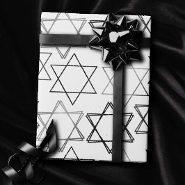Star of David Pattern | Silver en White Classic Cadeaupapier