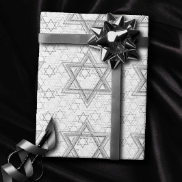 Star of David Pattern | Silver en White Scatter Cadeaupapier