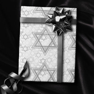 Star of David Pattern   Silver en White Scatter Cadeaupapier