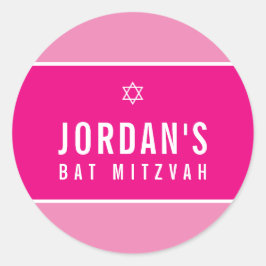 STAR OF DAVID  roze vleermuis mitzvah logo Ronde Sticker