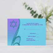 Star of David RSVP kaarten Paarse Blauwgroen (Staand voorkant)