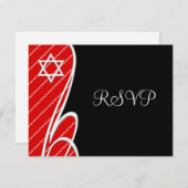 Star of David RSVP Kaarten Rode Stippen Zwart (Voorkant / Achterkant)