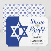 Star of David Shine Bright Chanoeka vakantie blauw Feestdagenkaart (Voorkant / Achterkant)