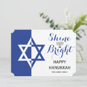 Star of David Shine Bright Chanoeka vakantie blauw Feestdagenkaart (Staand voorkant)