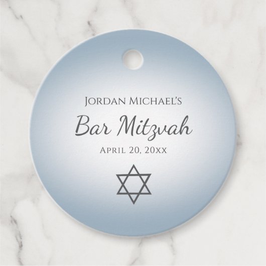 Star of David Simple Blue Bar Mitzvah Bedankjes Labels (Voorkant)