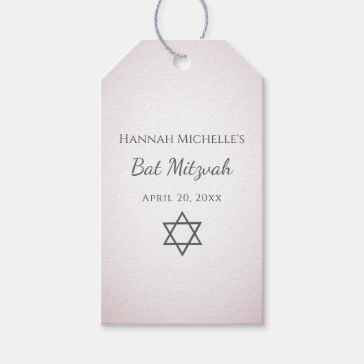 Star of David Simple Pretty Blush Pink Bat Mitzvah Cadeaulabel (Voorkant)