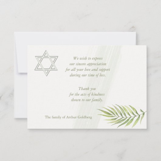 Star of David Sympathy Dankjewel kaart (Voorkant)