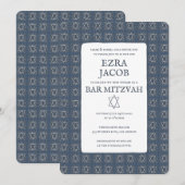 Star of David Tegels Custom Bar Mitzvah B'nai Bat Kaart (Voorkant / Achterkant)