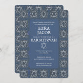 Star of David Tegels Custom Bar Mitzvah B'nai Bat Kaart (Voorkant / Achterkant)