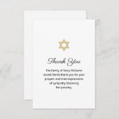 Star of David Uitvaart Religieuze Bloemen Dank u Bedankkaart (Voorkant / Achterkant)