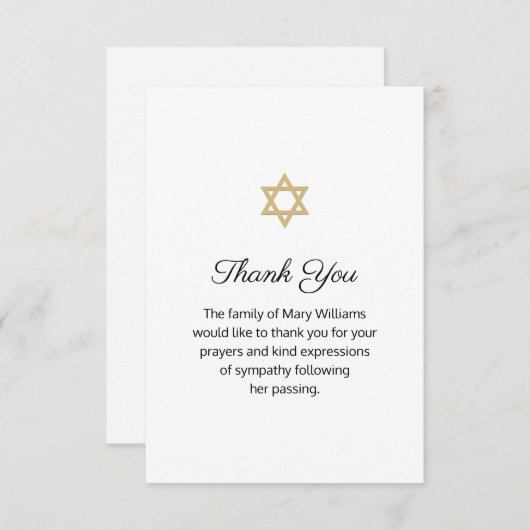 Star of David Uitvaart Religieuze Bloemen Dank u Bedankkaart (Voorkant / Achterkant)