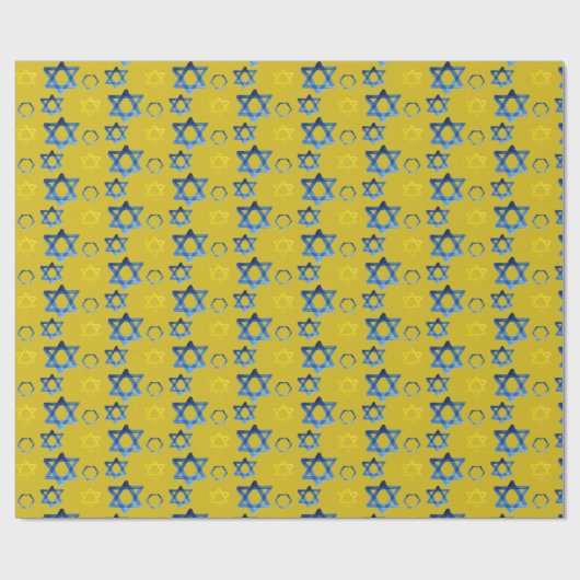 Star of David Waterverf Artistiek Patroon Cadeaupapier (Vlak)