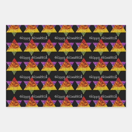 Star of David Wrapping Paper Flat Sheet Set van 3 (Voorkant)