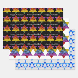 Star of David Wrapping Paper Flat Sheet Set van 3