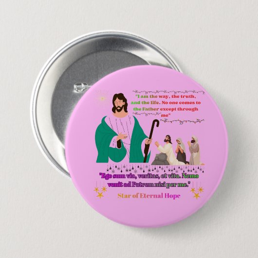 Star of Eternal Hope light pink Ronde Button 7,6 Cm (Voorkant /achterkant)