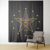 Star of Fame Verjaardag Achtergrond Banner Goud Zw Wandkleed (In situ)