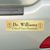Star of Life EMT Paramedic Personalized EMS Gold Bumpersticker (Op auto)