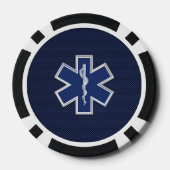 Star of Life Paramedic EMS on Blue Carbon Fiber Poker Chips (Achterkant)