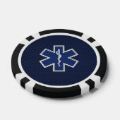Star of Life Paramedic EMS on Blue Carbon Fiber Poker Chips (Enkel)