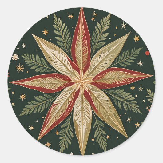 Star of Wonder Floral Ronde Sticker (Voorkant)