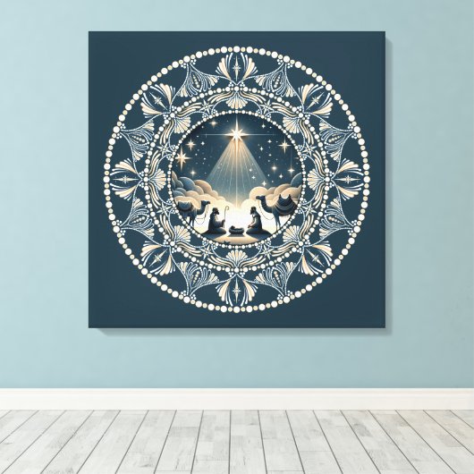 Star of Wonder Geboorteplaats Mandal Canvas Art (Insitu (Houten vloer))