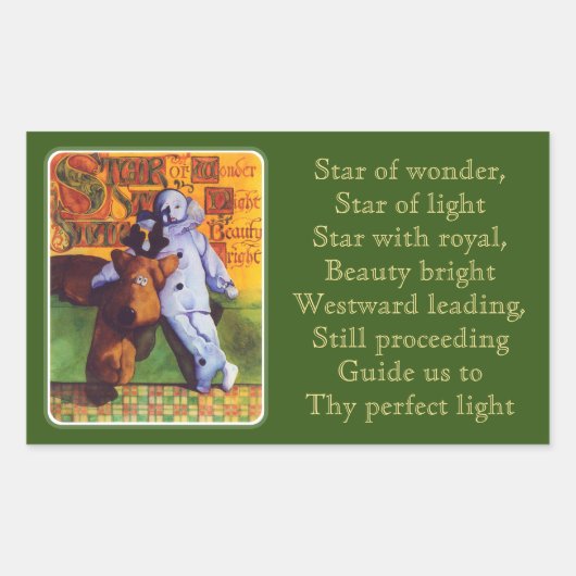 STAR OF WONDER Green Rectangle Stickers (Voorkant)
