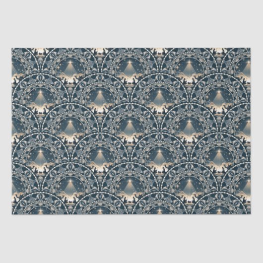 Star of Wonder Mandala Geboorte Art Deco Scallops Tissuepapier (Voorkant)