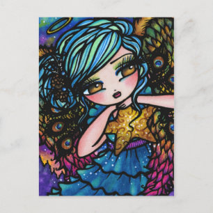 Star of Wonder Peacock Angel Christmas Fantasy Feestdagenkaart