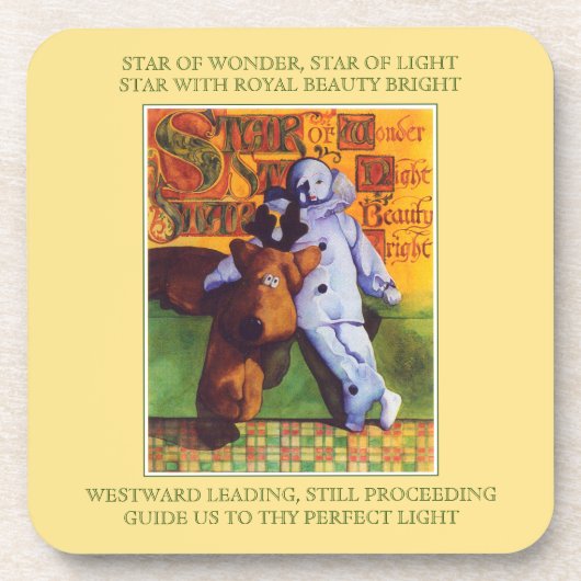 STAR OF WONDER Plastic Onderzetters + Tekst / Goud (Voorkant)