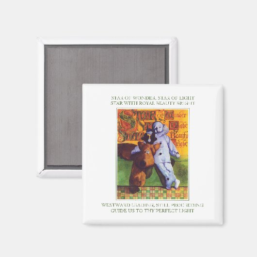 STAR OF WONDER Square Magnet + Tekst (Voorkant / Achterkant)