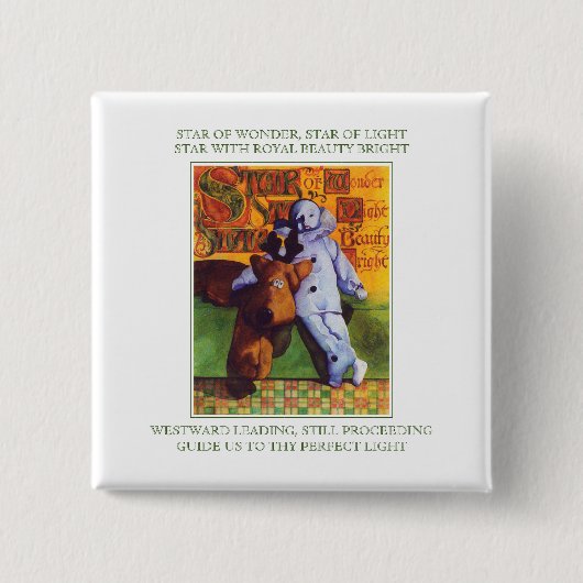 STAR OF WONDER Square Pin Button + Tekst (Voorkant)
